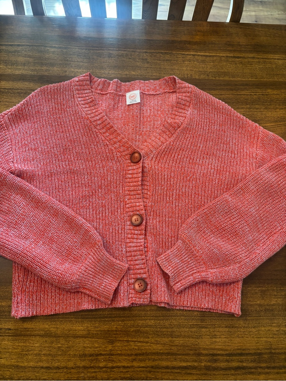 Girls Coral Knit Button-Front Sweater Cardigan